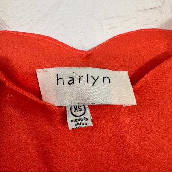 Harlyn Orange Scalloped Satin Camisole Tank Top Womens XS Capsule Wardrobe Basic - Picture 5 of 9